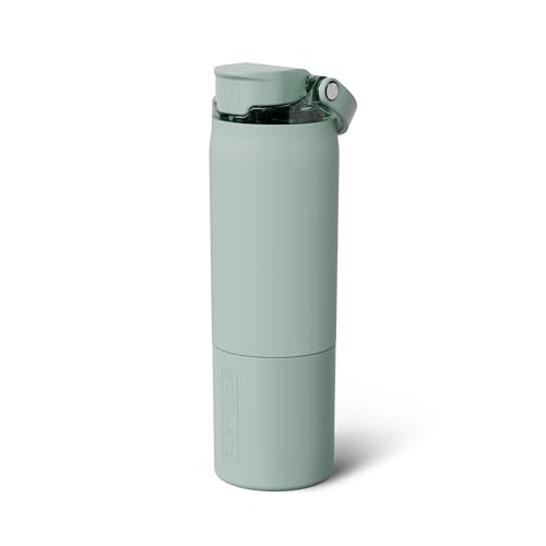 Image of BruMate Rise 25oz Water Bottle With 100% Leakproof Covered Silicone Straw | Insulated Stainless Steel Water Bottle | Cup-Holder Friendly | Fast Flow | Soft Sip Silicone Spout | BPA-Free (Sage)