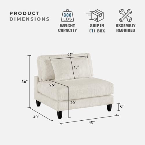 Sillón modular sin brazos beige microfibra miniatura 2