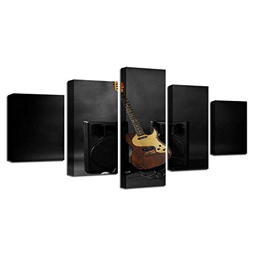 Toile 5 pièces guitare pour créer une ambiance studio de musique à la maison