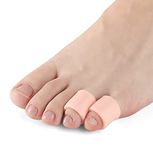 Ajoysoul Pinky Toe Protectors and Sleeves,12pcs Silicone Toe Cushion,Gel Toe Covers and Tubes,Protect Toes and Keep Toes Moisture,Relief Pain from Corns,Blisters,Calluses and Reduce Friction - Peach