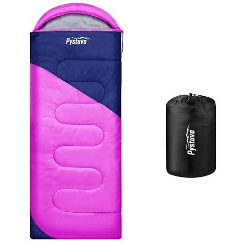 Pystuvo Sleeping Bag for Adults,4 Season Sleeping Bag,Lightweight,Waterproof Indoor & Outdoor Use,Comfortable Sleeping Sackfor Kids,Teens & Adults for Hiking,Backpacking and Camping, Light Purple+Navy