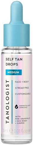 Tanologist Medium Self-Tan Drops, Face Tanning Drops, 1.01 Fl Oz