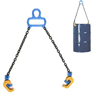 IRONWALLS Chain Drum Lifter with 1T/ 2204LBS Capacity, Upgraded Lifting Chain Sling with Self-Lock Hook Lifting Clamp for 30 & 55 Gallon Metal/Plastic Drum Barrel, Fits for Crane, Forklift