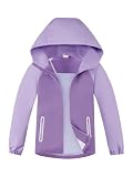SERENYOU Mädchen Regenjacke Wasserdicht Leichte Kinder Übergangsjacke mit Netzfutter Kapuzenjacke 134-140, Größe 140 Lila