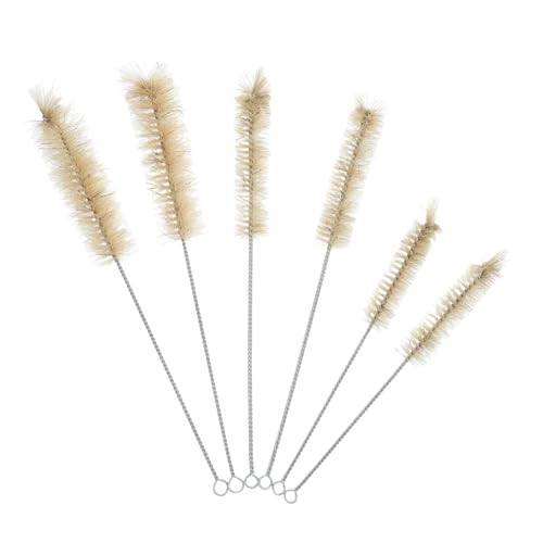 Cabilock 6pcs Laboratory Cleaning Bottle Brush Bottle Brushes Bottle Brush Kit Bottle Brush Gutter Brush Straw Brushes for Cleaning Straws Pipe Brush Stainless Steel Light Brown