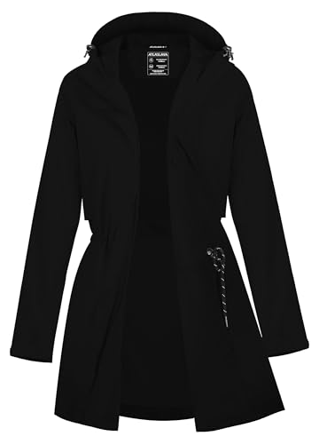 Zdoynto Regenjacke Damen Lang Softshelljacke Regenmantel Frauen Wasserdicht Jacke Trenchcoat Windbreaker Leichte Übergangsjacke Mantel Schwarz M