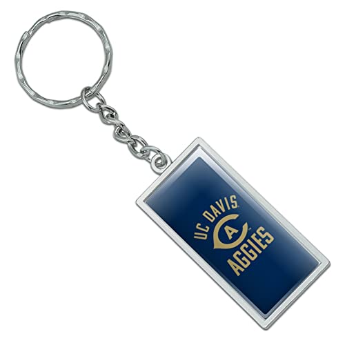 GRAPHICS & MORE Rectangle UC Davis Aggies Logo Keychain in Chrome Plated Metal