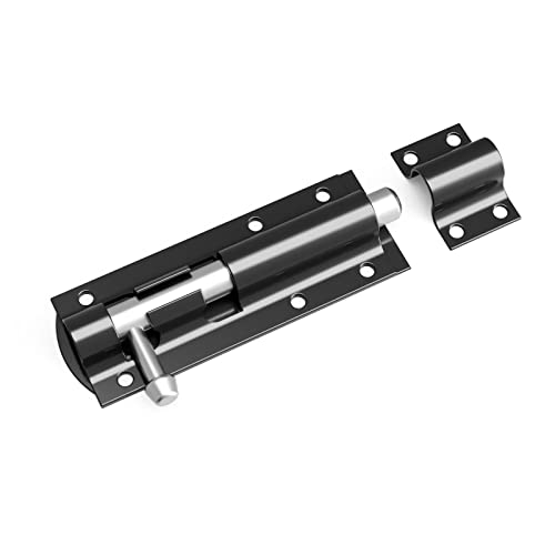 QUERGO Straight Tower Bolt Black 100mm (4") Heavy Duty Black Coated, for Increase Security on Garden Gates Shed Doors