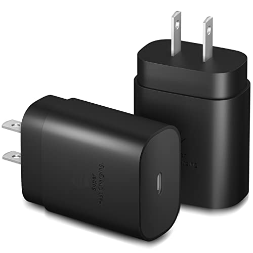 Galaxy S25 Charger Block 2 Pack, USB Type C Plug Wall Charger Power Adapter 25W PD Super Fast Charging for Samsung Galaxy S24/S23/S22/S21/Ultra/Plus/Note 20/10/Z fold 3/iPhone 16/15/14/iPad/Tablet
