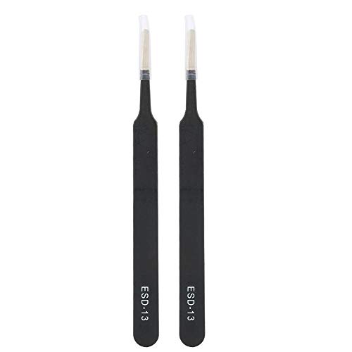2PCS ESD-13 Pinzas de precisión antiestáticas, 4.7 en Pinzas rectas de punta plana Pinzas de acero inoxidable Kit de mantenimiento Herramientas de reparación Electrónica(KGX-13) Cover