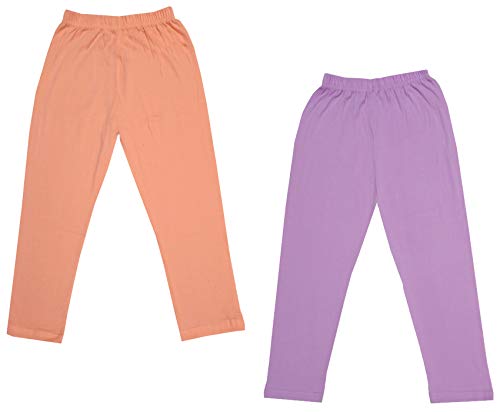 Image of IndiWeaves Girls Super Soft Cotton Solid Capri Pants (Purple, Peach,) Pack of 2