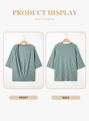 Image of Eytino Plus Size Cardigan for Women Half Sleeve Knitted Jacquard Summer Kimono Cover up Tops(1X-5X)