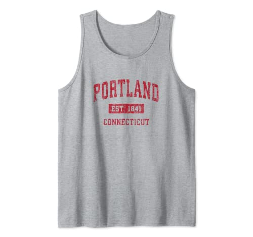 Portland Connecticut CT Vintage Diseño Deportivo Diseño Rojo Camiseta sin Mangas