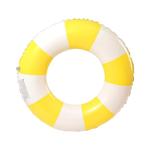 Anillo de natación Inflable, Vintage a Rayas Flotador Inflable, Flotadores de Piscina Flotante Anillo de Goma Flotante, para Piscinas de Verano y Playa para Adultos y Niños (Amarillo)