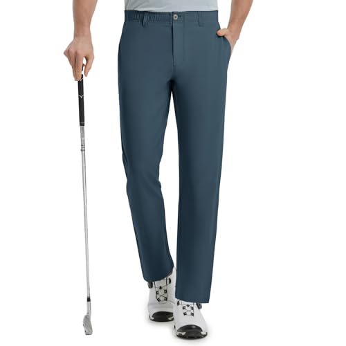 Rouen Golf Pants Men with 4 Pockets Stretch Straight Fit 30'/32'/34' Quick Dry Business Casual Dress Pants for Men Shadow Blue