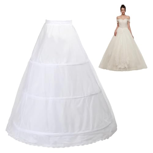 Enaguas para Vestidos, Falda Crinolina para Boda, Enagua Crinolina Rockabilly Vestido Novia Bodas Falda Fallera 3 Aros Ajustables Blanco Talla Única