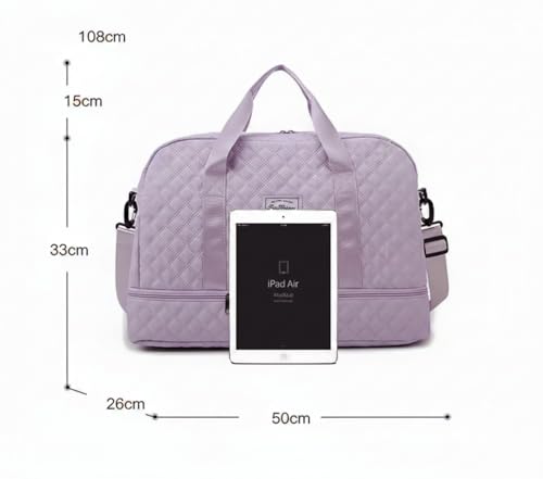 Image of WILDHORN 37 litres Nylon Travel Duffle Bag for Men & Women | 49 cm Weekender Gym Bag with Back Zipper Pocket & Trolley Strap | Overnight Cabin Luggage Shoulder Bag (Lavender)