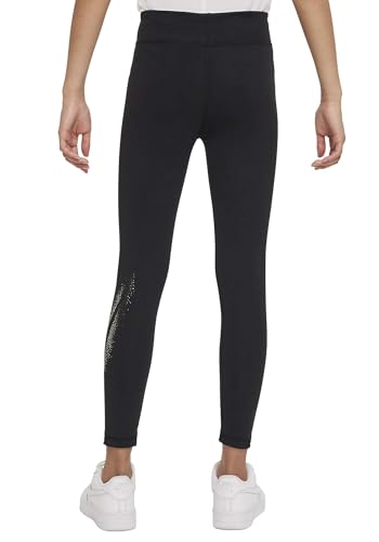 Nike Girls Sportswear Essential Mid-Rise Leggings (Medium) Black/Metallic Gold2