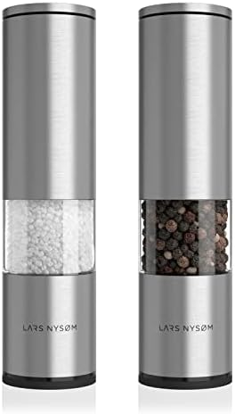 LARS NYSØM Salt and Pepper Mill Set of 2 Manual with Adjustable Ceramic Grinder from Coarse to Fine I Designer Spice Mill Set