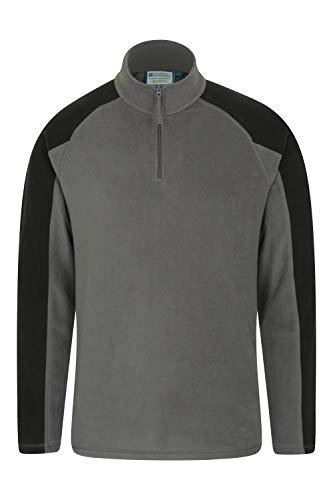 Preisvergleich Produktbild Mountain Warehouse Ashbourne Herren-Fleecepullover Microfleece-Pullover, Antipill-Mittelschicht, pflegeleichtes Top ideal für Camping, Reisen, Trekking Dunkelgrau Large