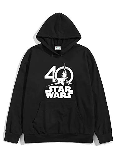 Unisex Black Hoodie with White Print: Star Wars/Printed Black Hoodie/Graphic Printed Hoodie/Hoodie for Men & Women/Warm Hoodie/Unisex Hoodie