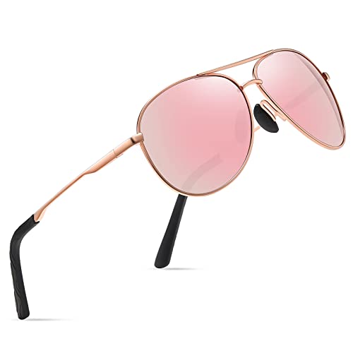 wearPro Lunettes de soleil polarisées, unisexes, protection UV400, lunettes de soleil polarisées, unisexes, style vintage, ultra légères, pour cyclisme, conduite, pêche, 4-rose or rose/miroir Cover