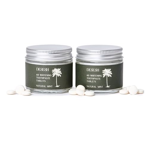 120-Whitening-Toothpaste-Tablets-2-60-Count-Glass-Jar-Value-Bundle-US-Made-Natural-Mint-Flavor-Fluoride-Free-with-Hydroxyapatite-TSA-Compliant-Foam-Instead-of-Fizz