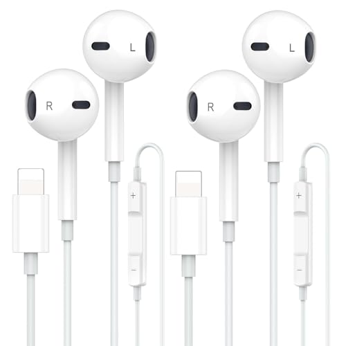 Apple Earbuds, iPhone Wired with Lightning Connector [Apple MFi Certified] Wired Earphones with...