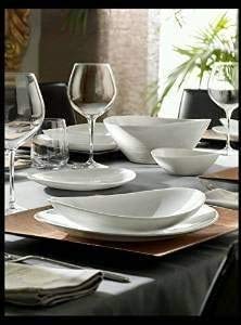 Bormioli - Set di stoviglie, collezione Prometeo, servizio da tavola per 12 persone, colore bianco, 37 pezzi
