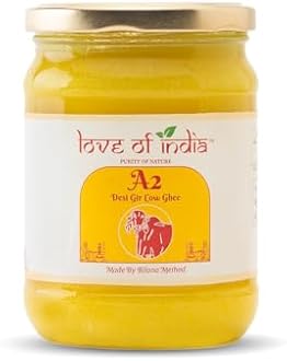 Love of India A2 Ghee 500 ml | Gir Cow Bilona Ghee | Traditional Curd-Churned A2 Milk | Pure Desi Ghee for Cooking, Tadka, Sweets & Puja