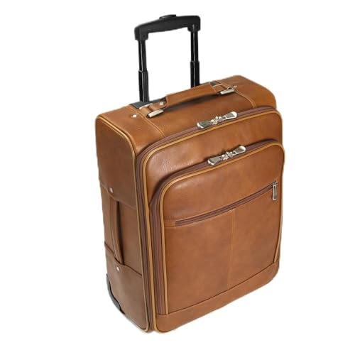 Hammacher Schlemmer The Rolling Leather Laptop Carry On - Tan
