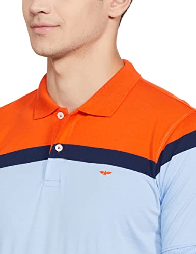 Image of Park Avenue Men's Cotton Polyester Blend Stripe Pattern Slim Fit Rib Collar Polo Neck Half Sleeve Casual T-Shirt