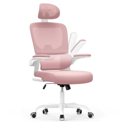 naspaluro Silla de Oficina Ergonómica con Soporte Lumbar, Silla de Escritorio de Respaldo con Reposacabezas y Altura Ajustables, Reposabrazos Abatible, Silla de Ordenador para Oficina en Casa, Rosa