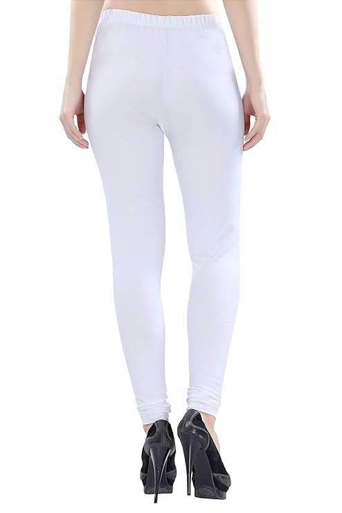 Image of ELAYNA Lycra Stretchable Churidar Leggings for Women's and Girls, White, XL Size, Full Length, Slim Fit