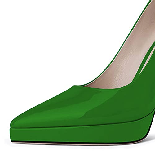 YDN Women Comfort Platform Pointed Toe Slip on Pumps Special Block High Heels Shoes Party Dress Prom Woman Shoes Size 4-15 US3