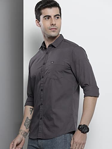 Image of The Indian Garage Co Men Slim Fit Solid Full Sleeves Cutaway Collar Casual Shirt