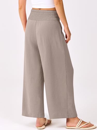 Image of ANRABESS Womens Wide Leg Palazzo Pants with Pockets | Lightweight Breathable High Waisted Pants, Beach Vacation Flowy, Lounge & Casual Summer Trousers