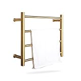 JJ.Yoma Elektrische beheizte Handtuchhalter-Schiene-Wandmontage, Handtuchheizung Trockengestell für Home Badezimmer, goldenes Handtuchwärmer mit Timer, 21,3 x 17,7 x 4,7 in,Plug in
