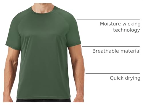 Image of BOOJO Workout Mens Shirts - Casual Black Quick Dry Moisture Wicking T-Shirts Crew Neck Short Sleeve for Gym Athletic Running