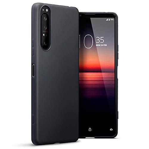 TERRAPIN Funda para Sony Xperia 1 II Protectiva de Silicona Gel TPU Estrecha - Negro Oscuro Acabado Mate