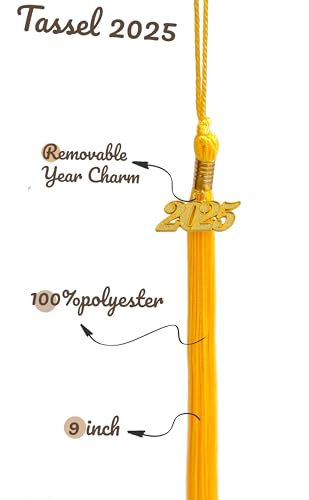 Image of Graduation Single Color Tassel with Date Drop 2025(Gold Tassel,Gold Charm)
