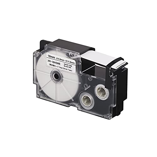 Image of Casio XR-18HSWE Heat Shrink Tube Label Printer Tape (Black and White)