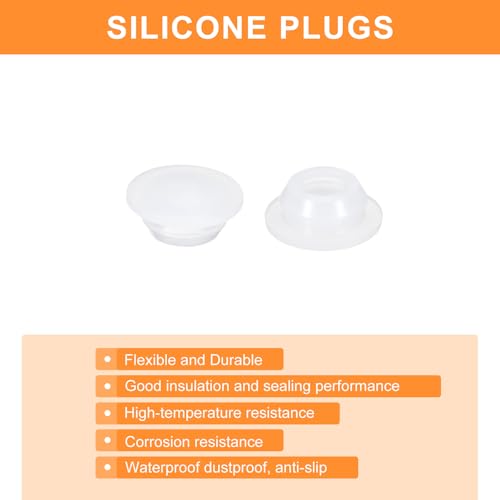 Image of uxcell 16 Pcs Silicone Plugs, Rubber Round Snap in Locking Hole Plugs for 10-10.5mm Hole, Hole Stoppers Waterproof Hole Plug for Metal Tube, Furniture End Caps Inserts, Clear