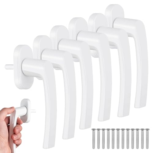 6 Stück Fenstergriffe Weiß 35mm Aluminium Fenstergriff Fensterschloss Ohne Schließzylinder Fensterriegel mit Schrauben für Fenster Terrassentüren und Balkontüren