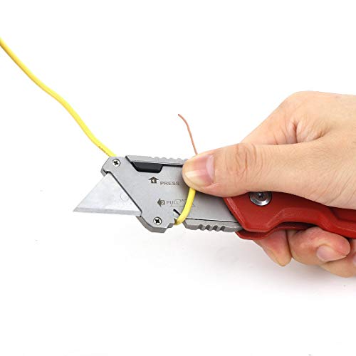 Goldblatt Folding Utility Knife, Quick Change Blade Mechanism & Aluminum Alloy Handle With 10-Piece Extra Blades, Pocket Size #TOP6