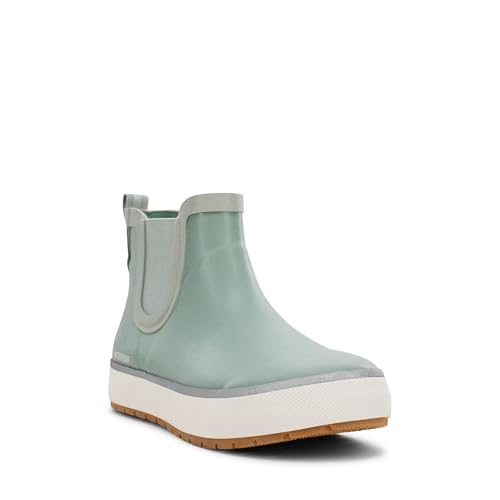 Image of Western Chief Womens Waterproof Element Chelsea Rain Boots | Ladies pull on ankle boot with reflective details, cushioned insole, and traction outsole for wet weather and casual wear.