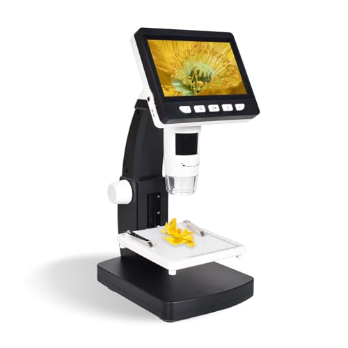 Microscopio Digital LCD, Aumento de 50x a 1000x, Pantalla de 4,3 Pulgadas, Resolución de 1080P, Lente de 2 Millones de Píxeles, con 8 Luces LED, Conectable a PC, Computadora portátil