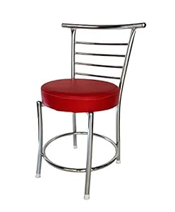 SOMRAJ Chair Comfortable Multi Purpose Chair with a Leather Cushion Steel Chair (Latest Model) Heavy Duty (Red)