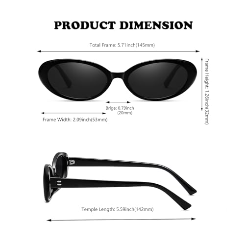 Retro Small Oval Sunglasses for Women Trendy 90s Vintage Shades Small Face Narrow Style4