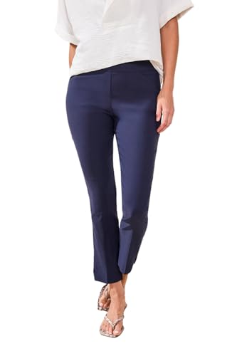 Tribal Women's Pull on Ankle Pants with Flatten It Tummy Control, Deepblue, 10